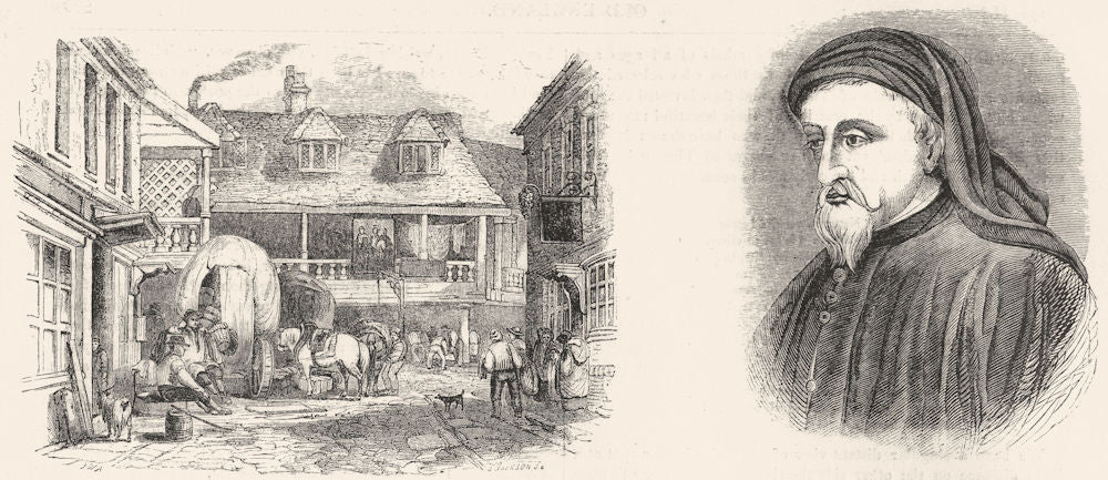 PORTRAITS. Talbot, 1841; Chaucer 1845 old antique vintage print picture